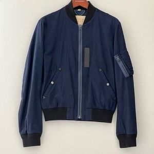 Burberry Cotton Bomber Jacket in Dark Navy